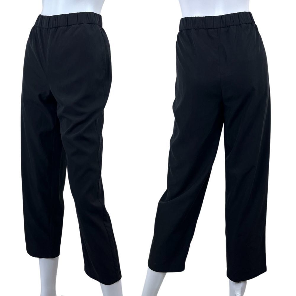 Eileen Fisher Women Size XS Black Tencel Pullon Ankle Trouser Pant Pocket